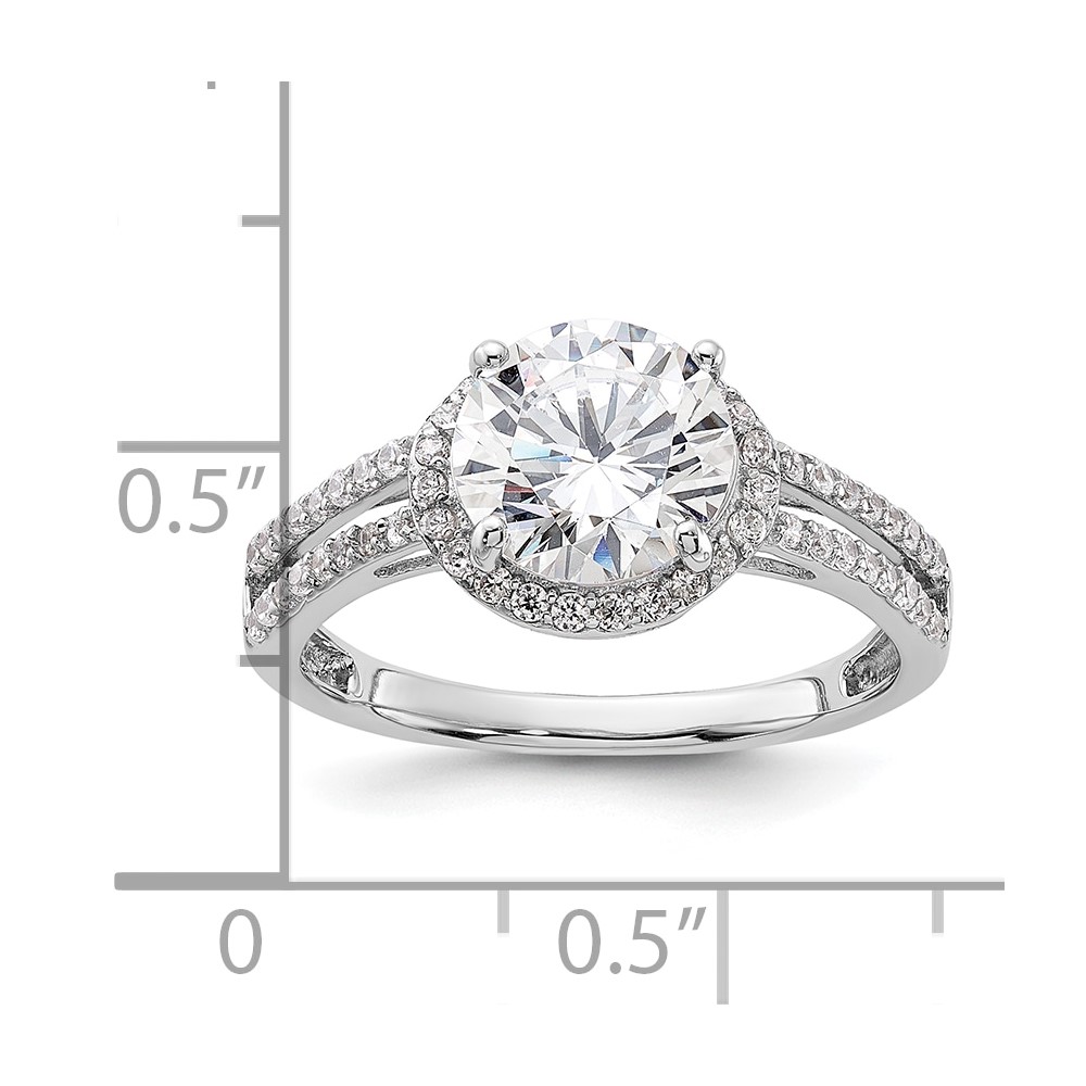 Sterling Silver Rhodium-plated CZ Halo Ring (QR7571-8)