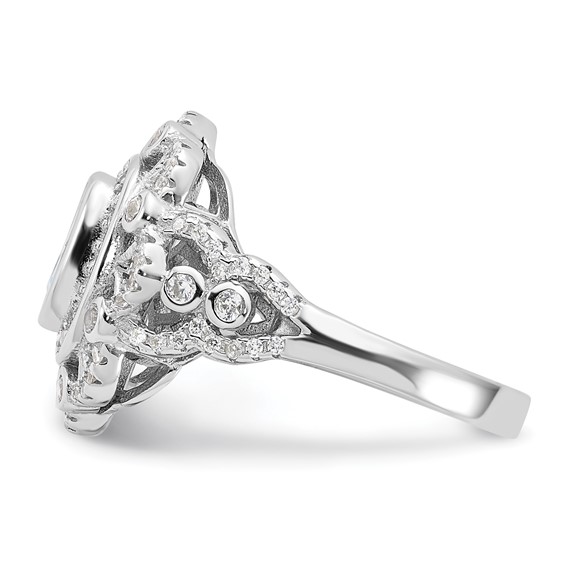 Sterling Silver Rhodium-plated Clear and Iridescent CZ Ring