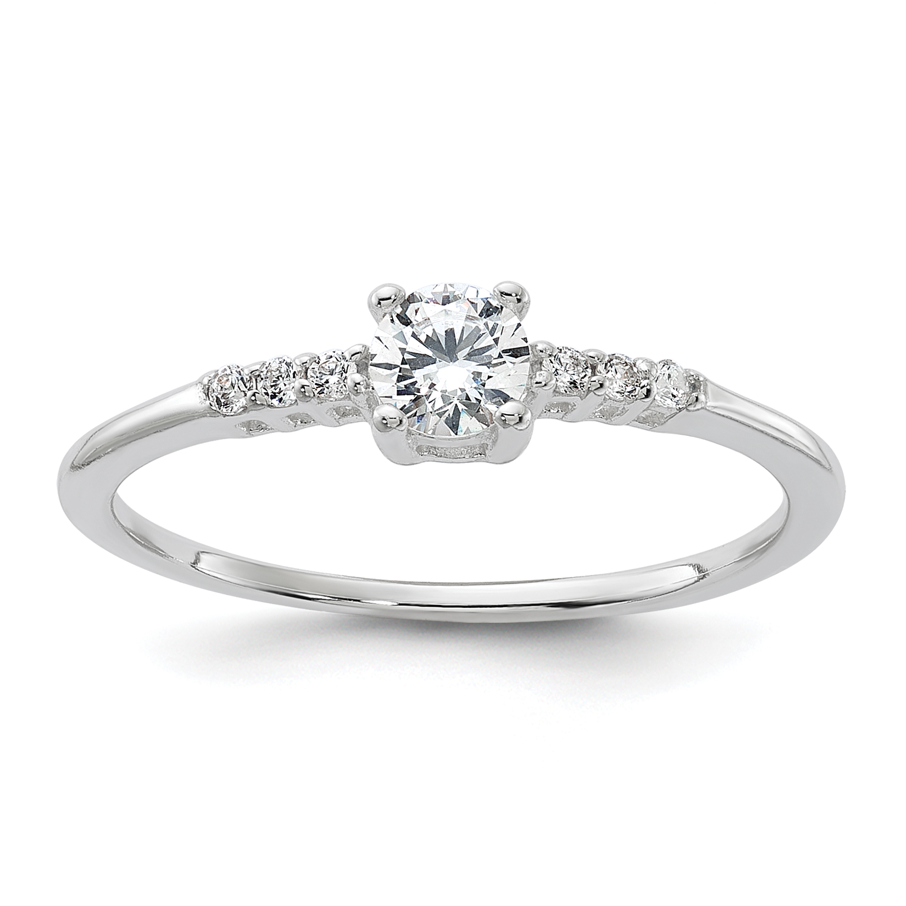 Sterling Silver E-coated CZ Ring (QR7578-7)