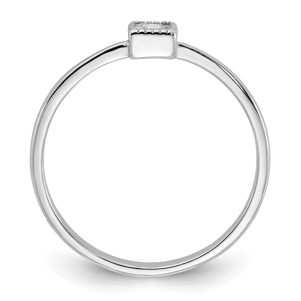 Sterling Silver Rhodium-plated Square CZ Ring (QR7579-8)