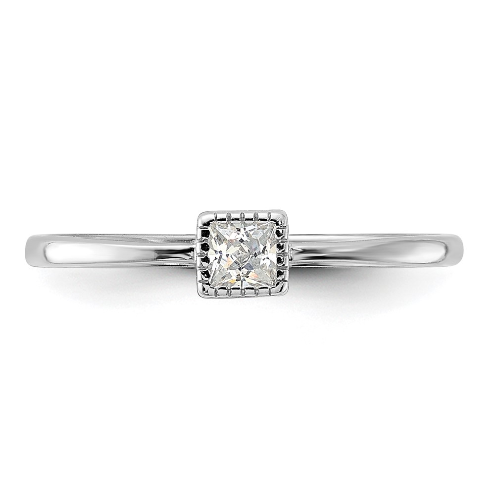 Sterling Silver Rhodium-plated Square CZ Ring (QR7579-8)