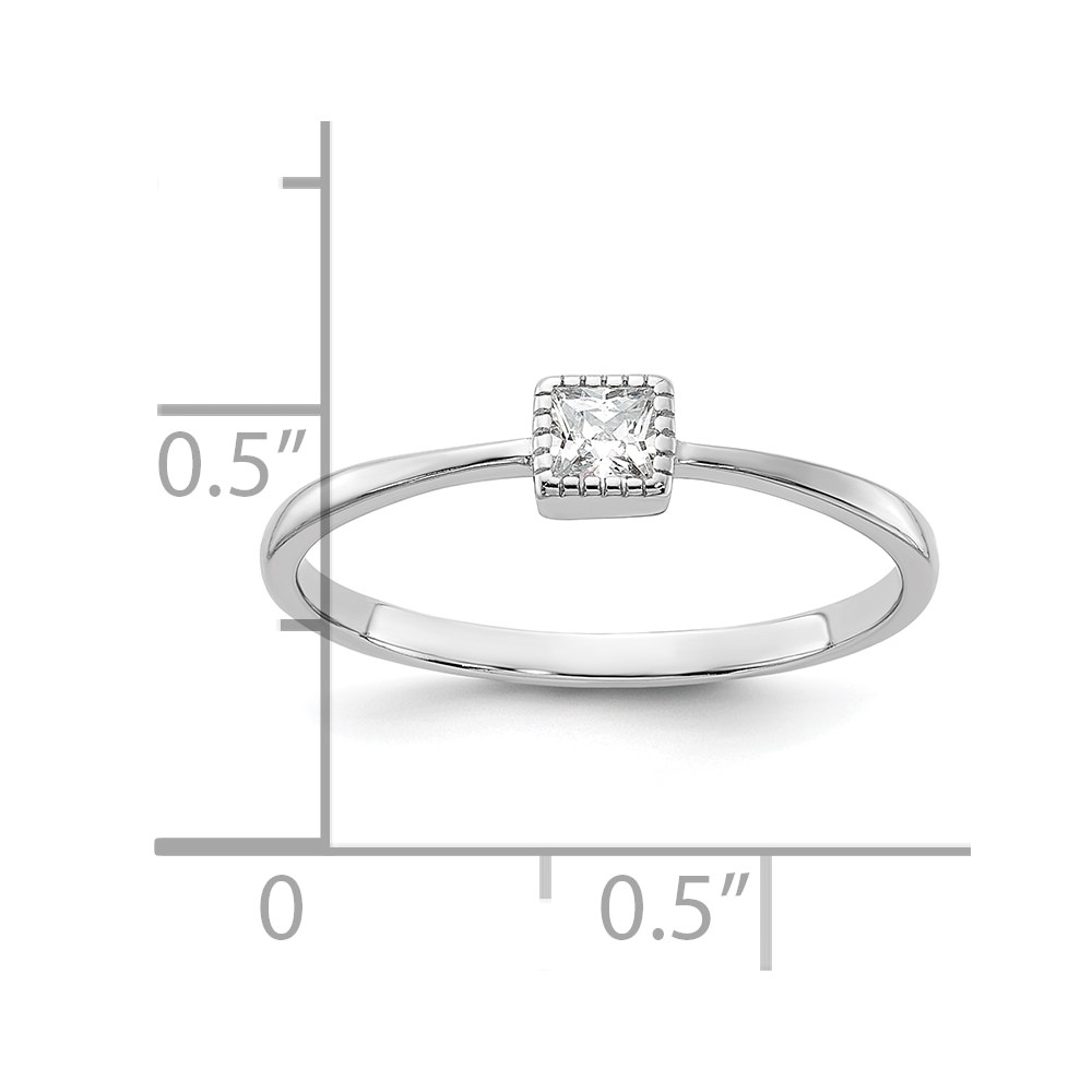 Sterling Silver Rhodium-plated Square CZ Ring (QR7579-8)
