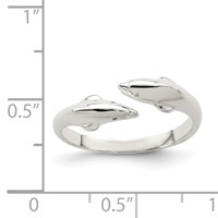 Sterling Silver Polished Dolphin Toe Ring view 3