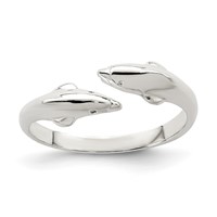 Sterling Silver Polished Dolphin Toe Ring view 1