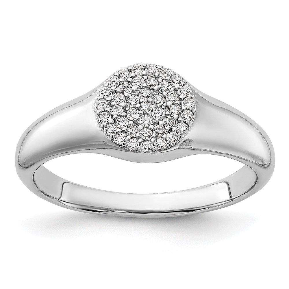 Sterling Silver Rhodium-plated Micro Pave CZ Ring (QR7581-6)
