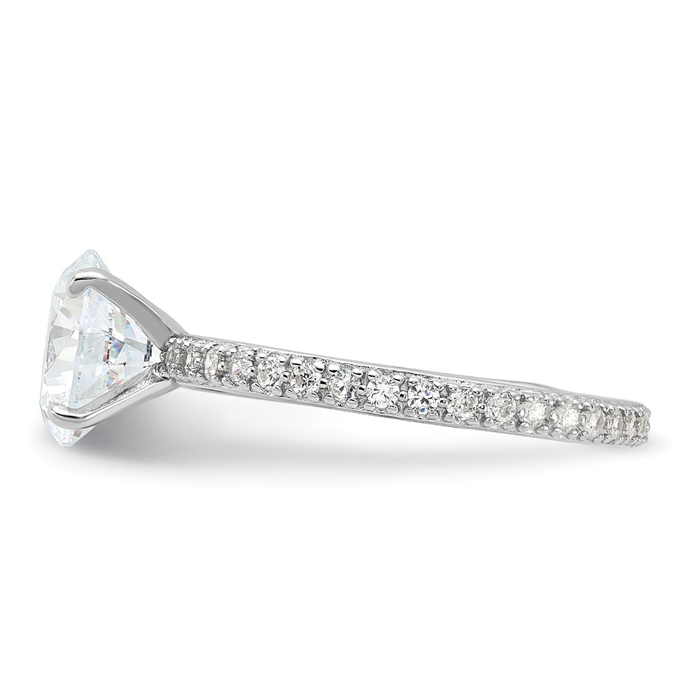 Sterling Silver Rhodium-plated 8mm CZ Solitaire Eternity Engagement Ring (QR7582-7)