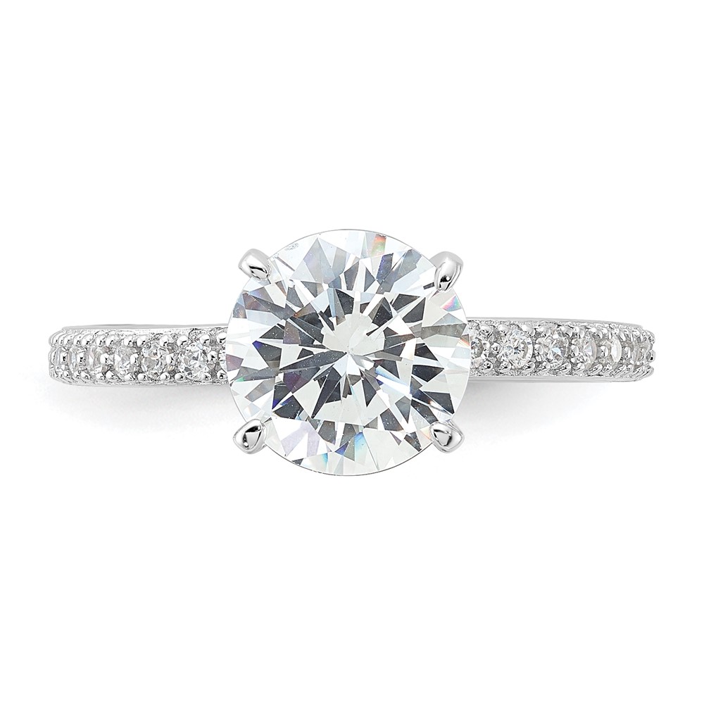 Sterling Silver Rhodium-plated 8mm CZ Solitaire Eternity Engagement Ring (QR7582-7)