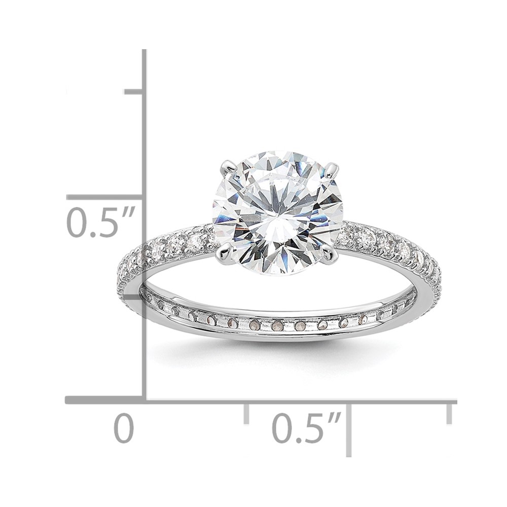 Sterling Silver Rhodium-plated 8mm CZ Solitaire Eternity Engagement Ring (QR7582-7)