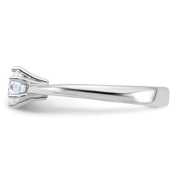 Sterling Silver Rhodium-plated 5mm Round CZ 6-prong Engagement Ring