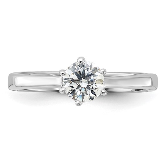 Sterling Silver Rhodium-plated 5mm Round CZ 6-prong Engagement Ring