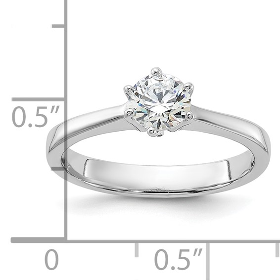 Sterling Silver Rhodium-plated 5mm Round CZ 6-prong Engagement Ring