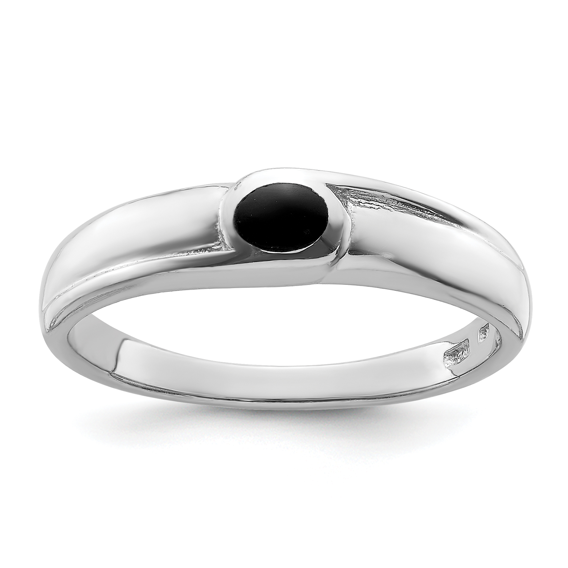 Sterling Silver Rhodium-plated Black Onyx 5mm Band Ring (QR7587-10)