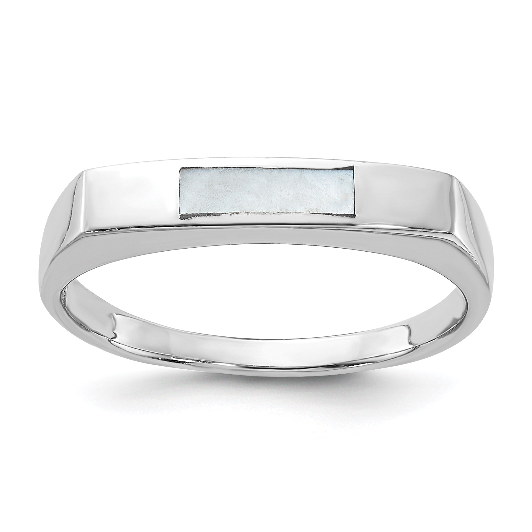 Sterling Silver Rhodium-plated Mother of Pearl Inlay Ring (QR7589-6)