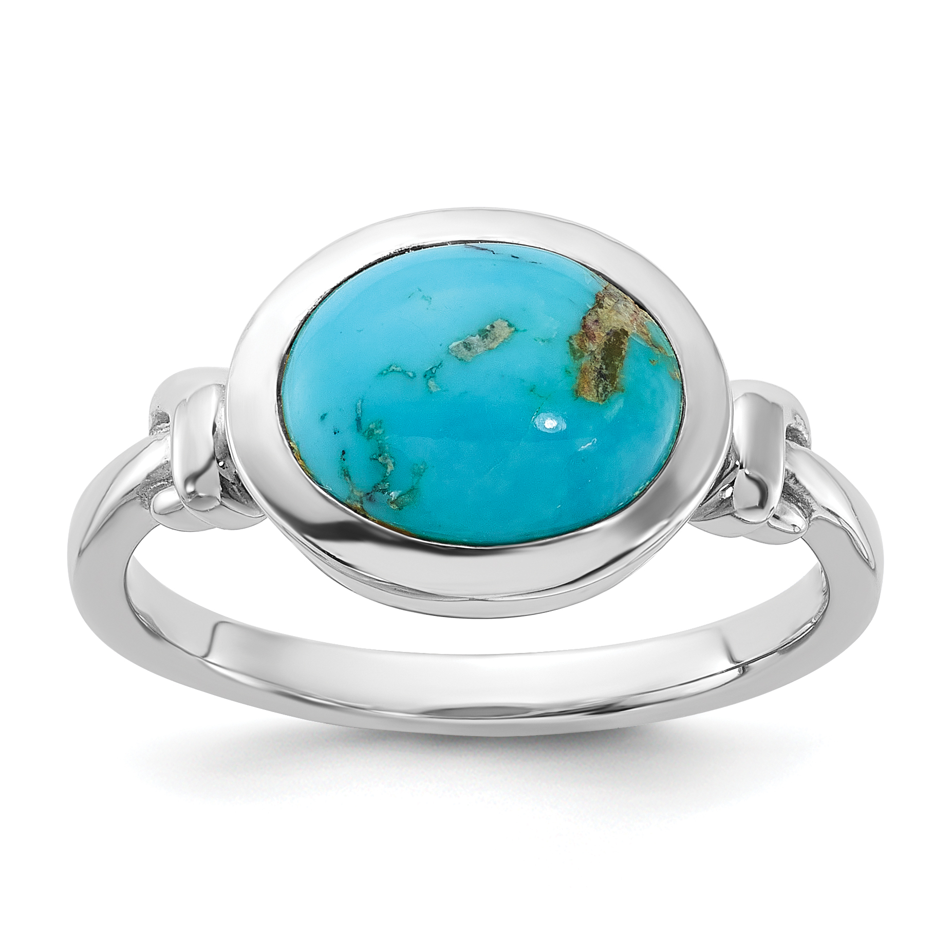 Sterling Silver Rhodium-plated Turquoise Ring (QR7590-6)