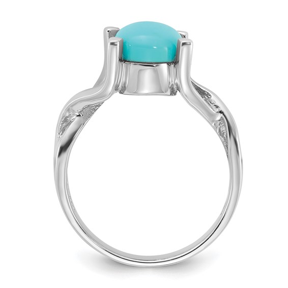 Sterling Silver Rhodium-Plated Polished Imitation Turquoise Ring