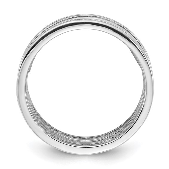 Sterling Silver Rhodium-plated Multi Color CZ 3 Band Set