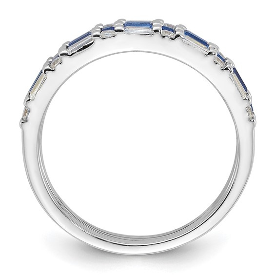Sterling Silver Rhodium-plated Blue and White CZ 3 Ring Set