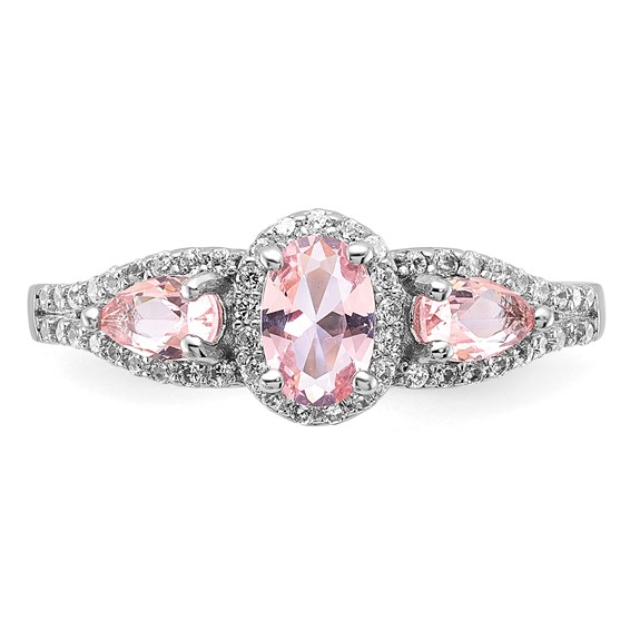 Sterling Silver Rhodium-plated Nano Crystal and CZ Ring