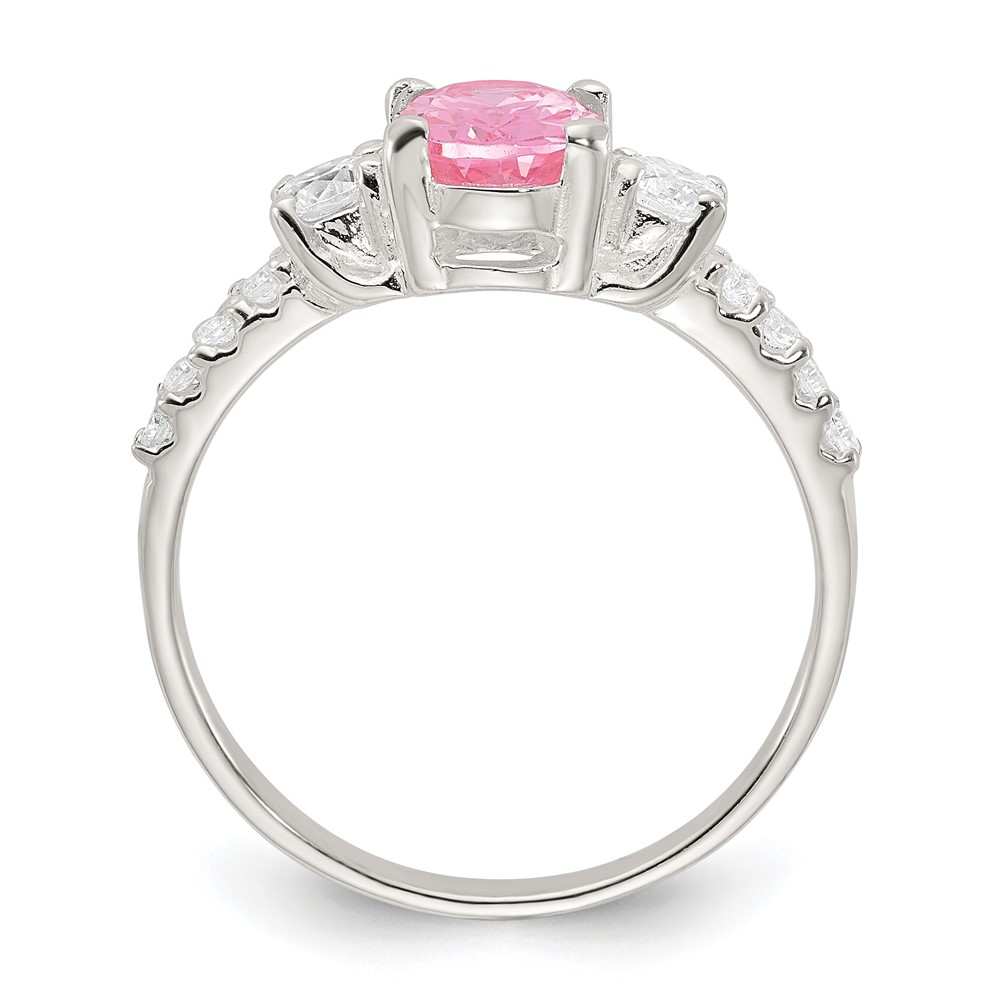 Sterling Silver Polished Pink and White CZ Ring (QR7624-8)
