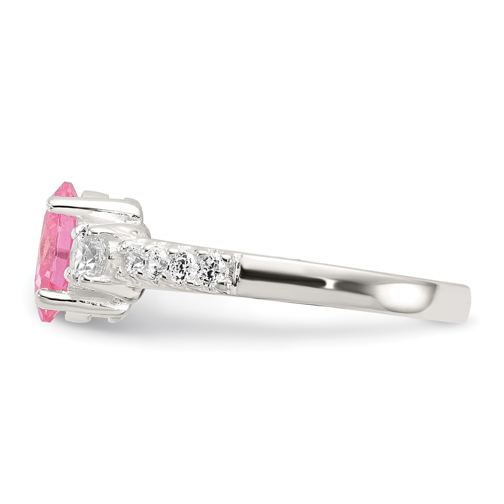Sterling Silver Polished Pink and White CZ Ring (QR7624-8)