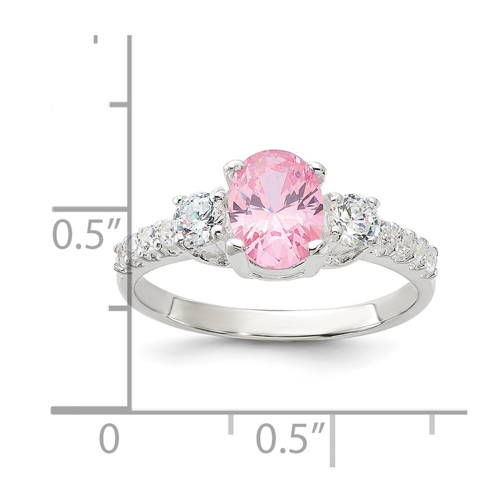 Sterling Silver Polished Pink and White CZ Ring (QR7624-8)