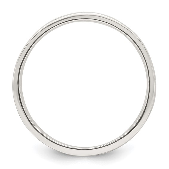 Sterling Silver Polished Oxidized Patterned Men's Band Ring