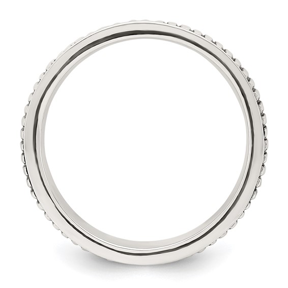 Sterling Silver Polished Oxidized Patterned Men's Ring