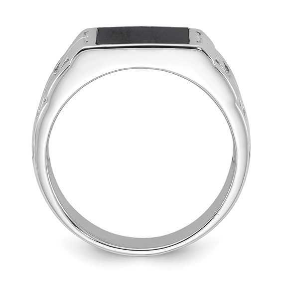 Sterling Silver Rhodium-plated Polished Black Onyx Men's Ring