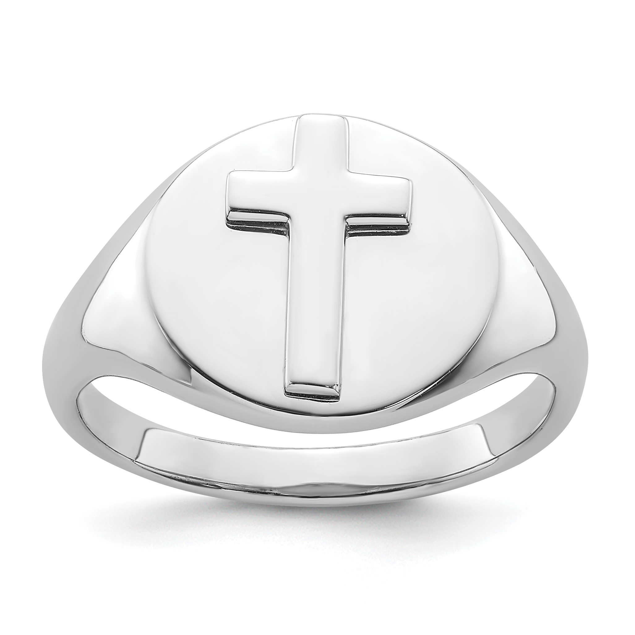 Sterling Silver Rhodium-plated Polished Cross Men's Ring (QR7633-10)
