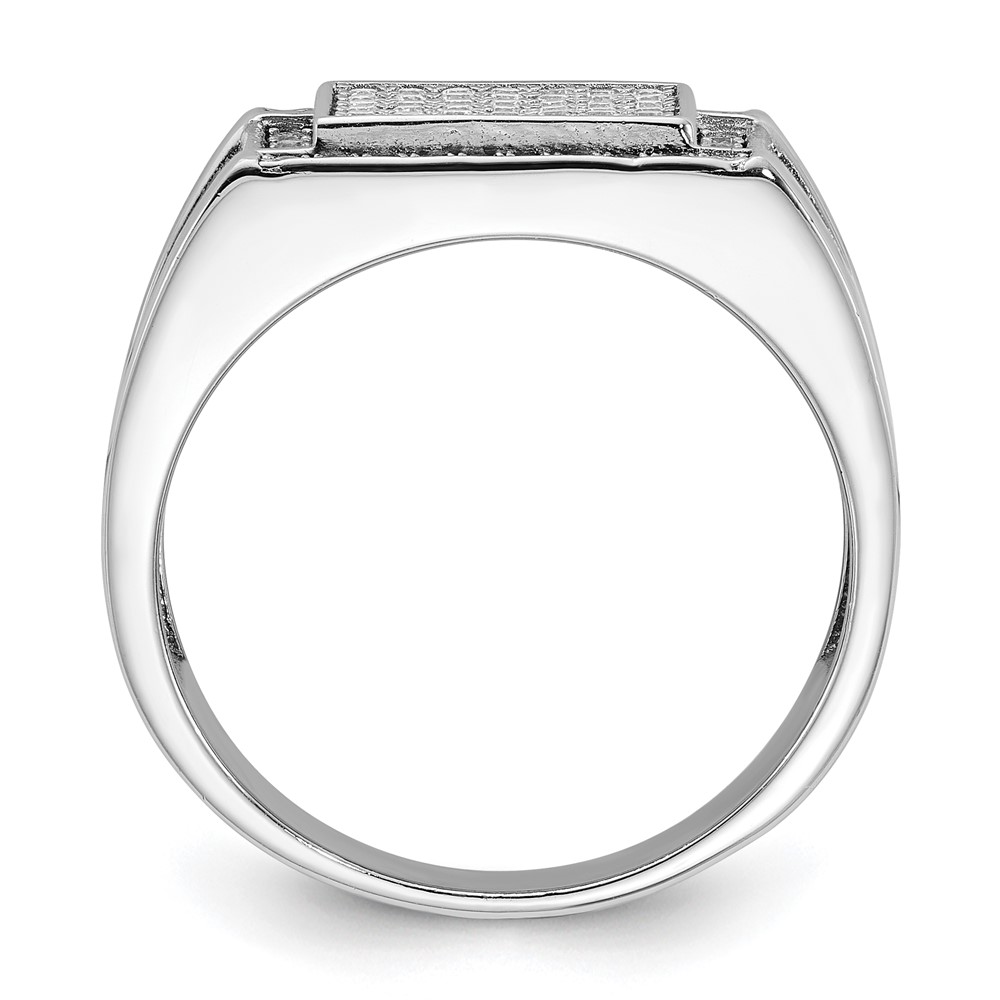 Sterling Silver Rhodium-plated CZ Signet Ring (QR7635-9)