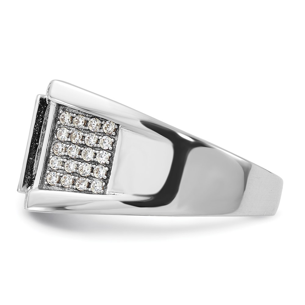 Sterling Silver Rhodium-plated CZ Signet Ring (QR7635-9)