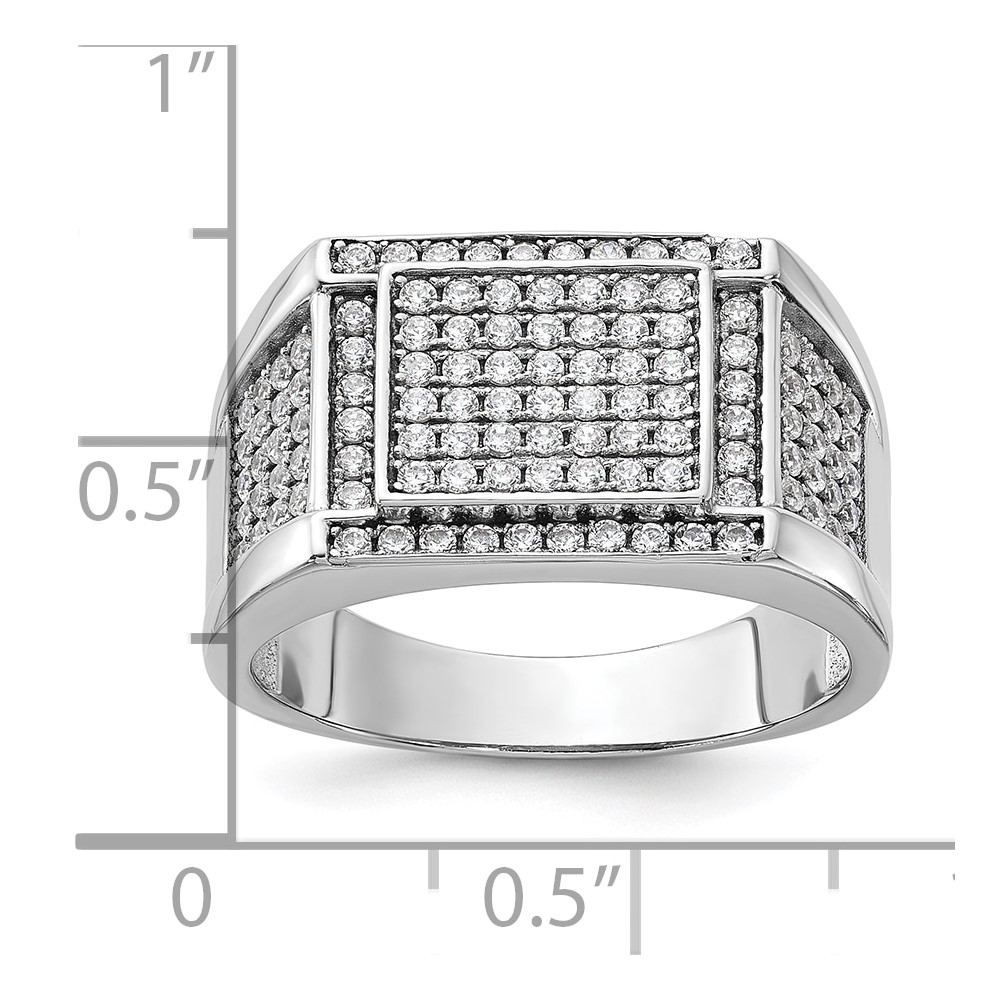 Sterling Silver Rhodium-plated CZ Signet Ring (QR7635-9)