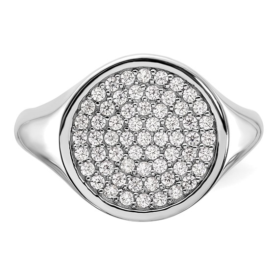 Sterling Silver Rhodium-plated Polished CZ Fashion Men's Ring