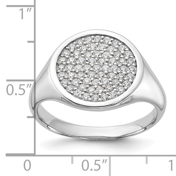 Sterling Silver Rhodium-plated Polished CZ Fashion Men's Ring