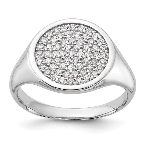 Sterling Silver Rhodium-plated Polished CZ Fashion Men's Ring