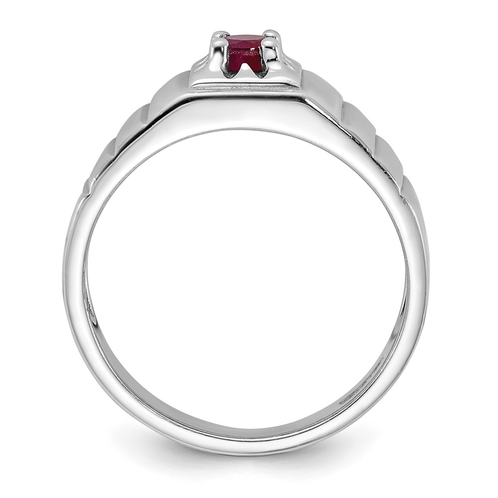Sterling Silver Rhodium-plated African Ruby Men's Ring (QR7637-10)