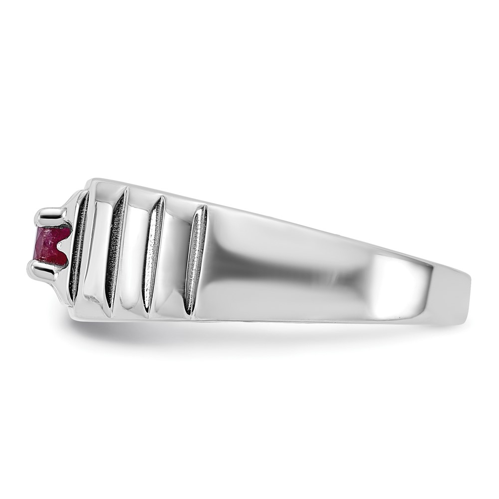 Sterling Silver Rhodium-plated African Ruby Men's Ring (QR7637-10)