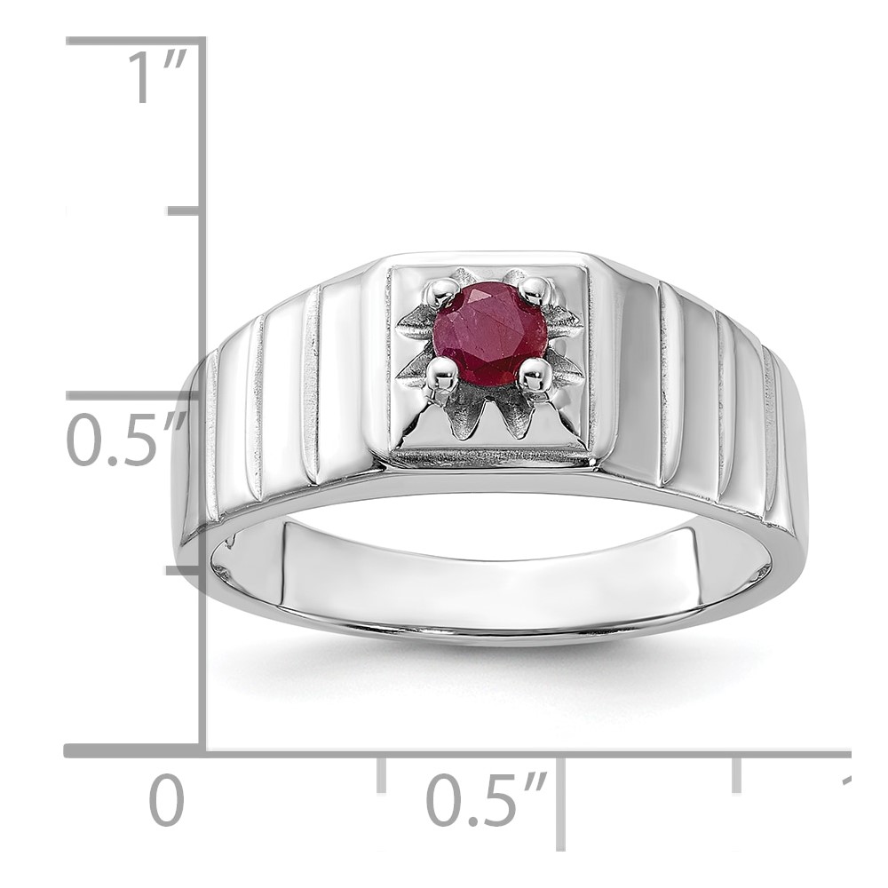 Sterling Silver Rhodium-plated African Ruby Men's Ring (QR7637-10)
