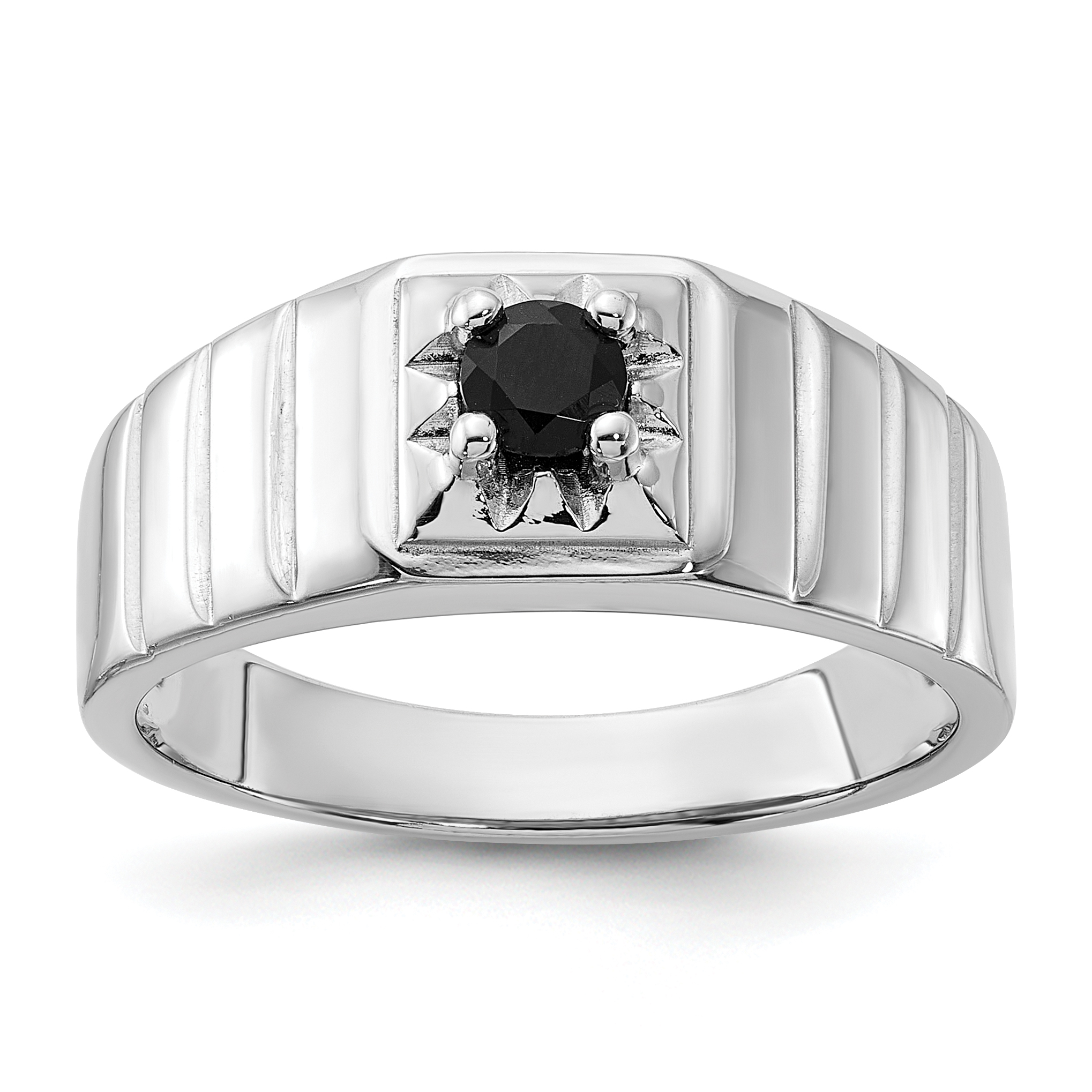 Sterling Silver Rhodium-plated Black Onyx Men's Ring (QR7639-10)