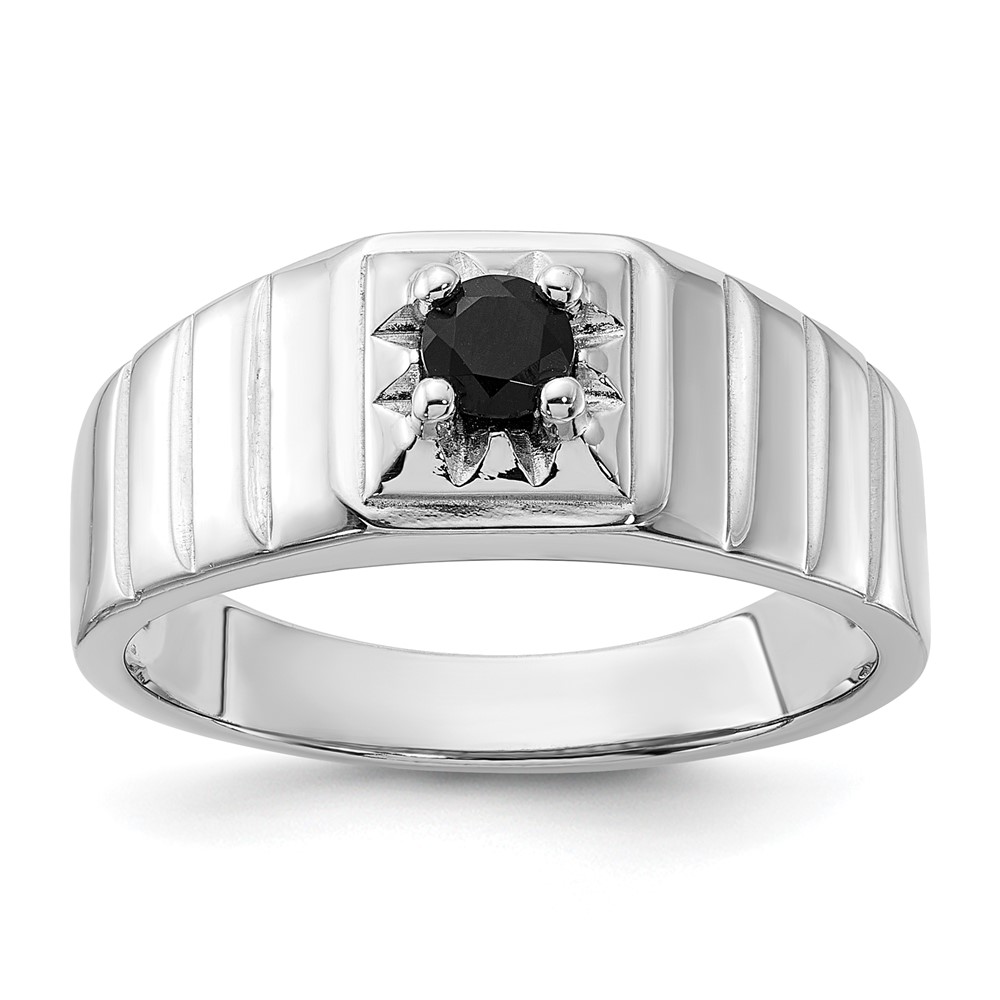 Sterling Silver Rhodium-plated Black Onyx Men's Ring (QR7639-10)