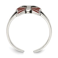 Sterling Silver Antiqued Red Enameled Butterfly Toe Ring view 2