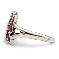 Sterling Silver Antiqued Red Enameled Butterfly Toe Ring view 4