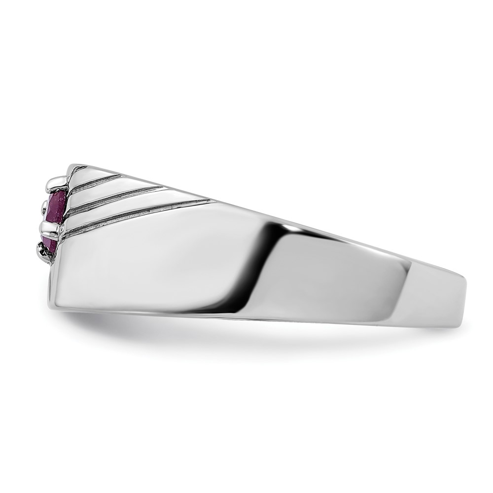 Sterling Silver Rhodium-plated African Ruby Signet Men's Ring (QR7640-11)