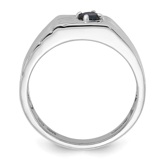 Sterling Silver Rhodium-plated Gemstone Signet Men's Rings