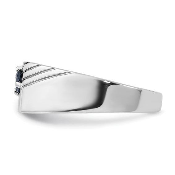 Sterling Silver Rhodium-plated Gemstone Signet Men's Rings