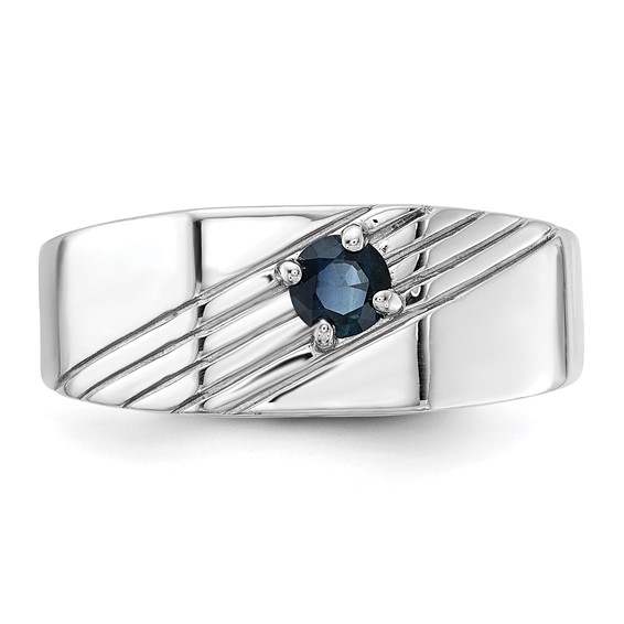 Sterling Silver Rhodium-plated Gemstone Signet Men's Rings