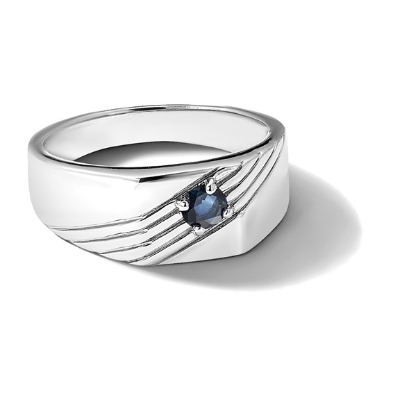 Sterling Silver Rhodium-plated Gemstone Signet Men's Rings