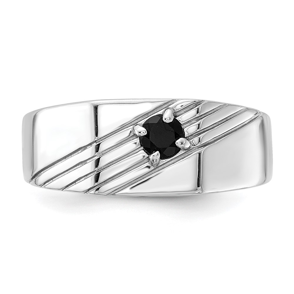 Sterling Silver Rhodium-plated Black Onyx Signet Men's Ring (QR7642-10)