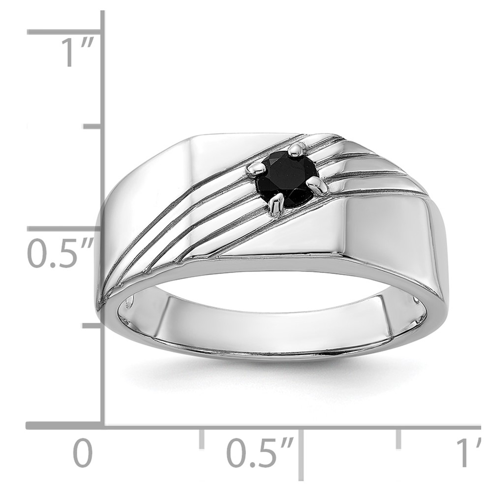 Sterling Silver Rhodium-plated Black Onyx Signet Men's Ring (QR7642-10)