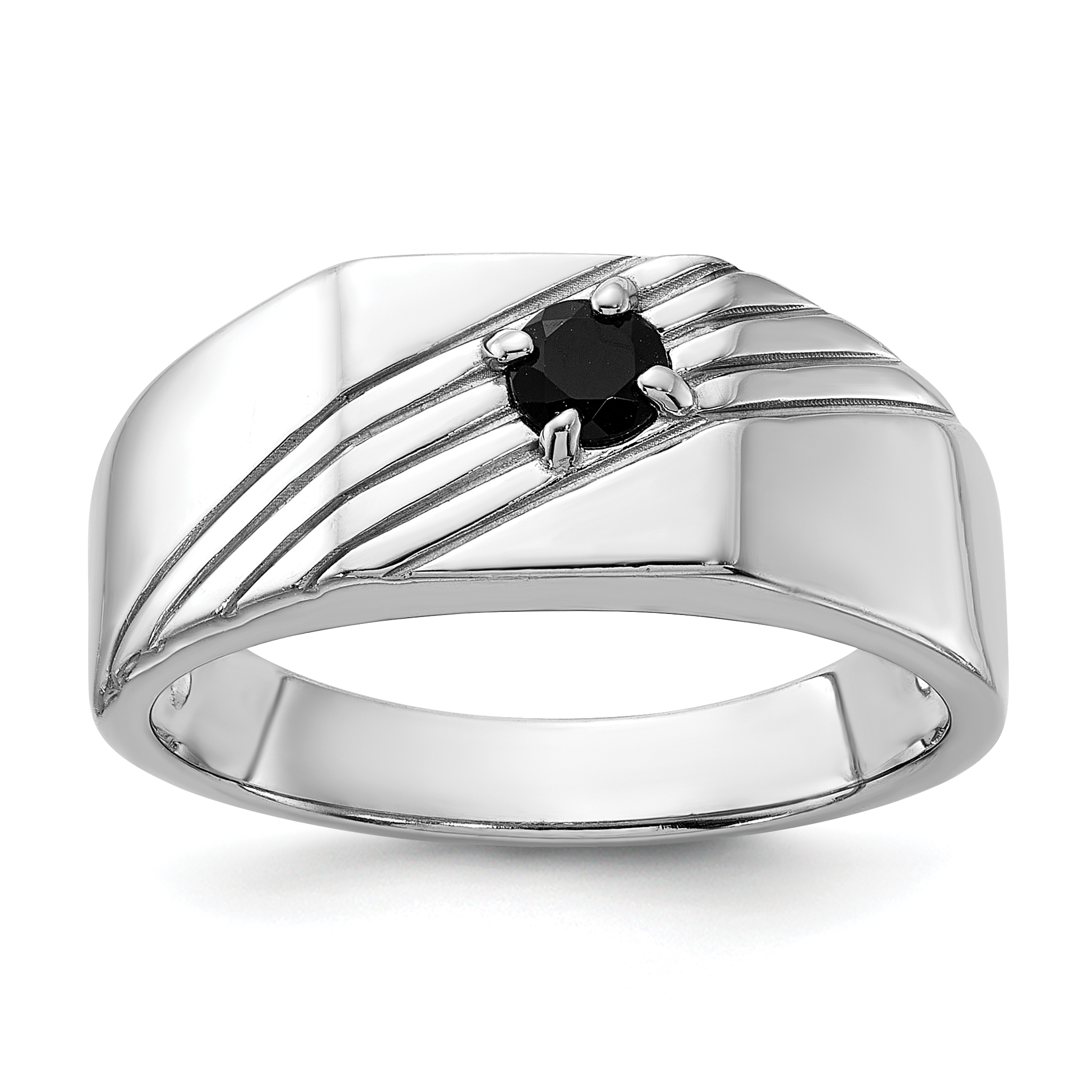 Sterling Silver Rhodium-plated Black Onyx Signet Men's Ring (QR7642-10)